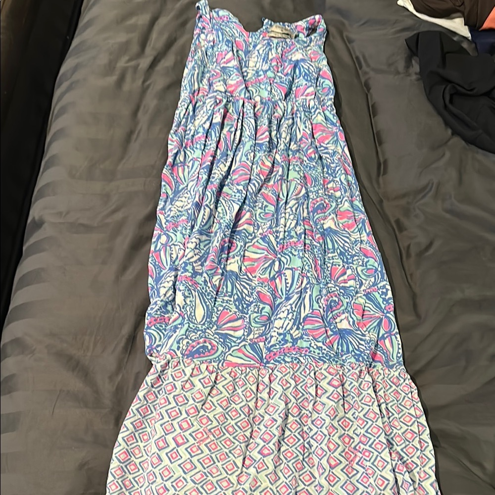 Lilly Pulitzer for Target Blue and Pink Strapless Sundress